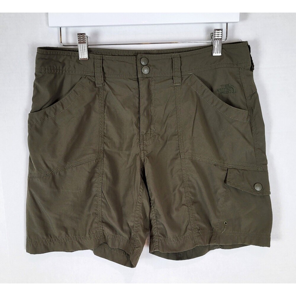 The North Face Nylon Shorts Womens 8 Long Cargo Hiking Camping Olive Green